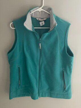 Columbia Fleece Vest Womens XL Teal Full Zip Outdoor Layering